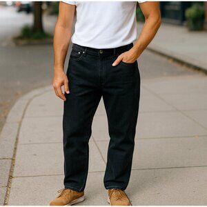 Levi Strauss Mens Black Dark Wash 505 Regular Fit Jeans 40x30 Normcore Preppy